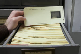 Aperture card in file cabinet
