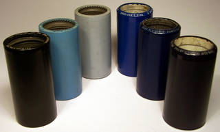 Plastic cylinders black and blue