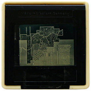 Black and white film slide - back view