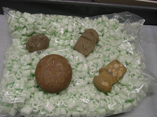 Support made using styrofoam packing peanuts in a plastic bag