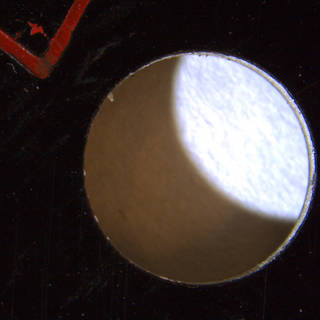 Laminate disc with exposed aluminum core visible through spindle hole