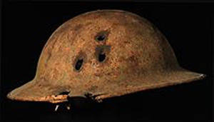 Steel helmet with corrosion